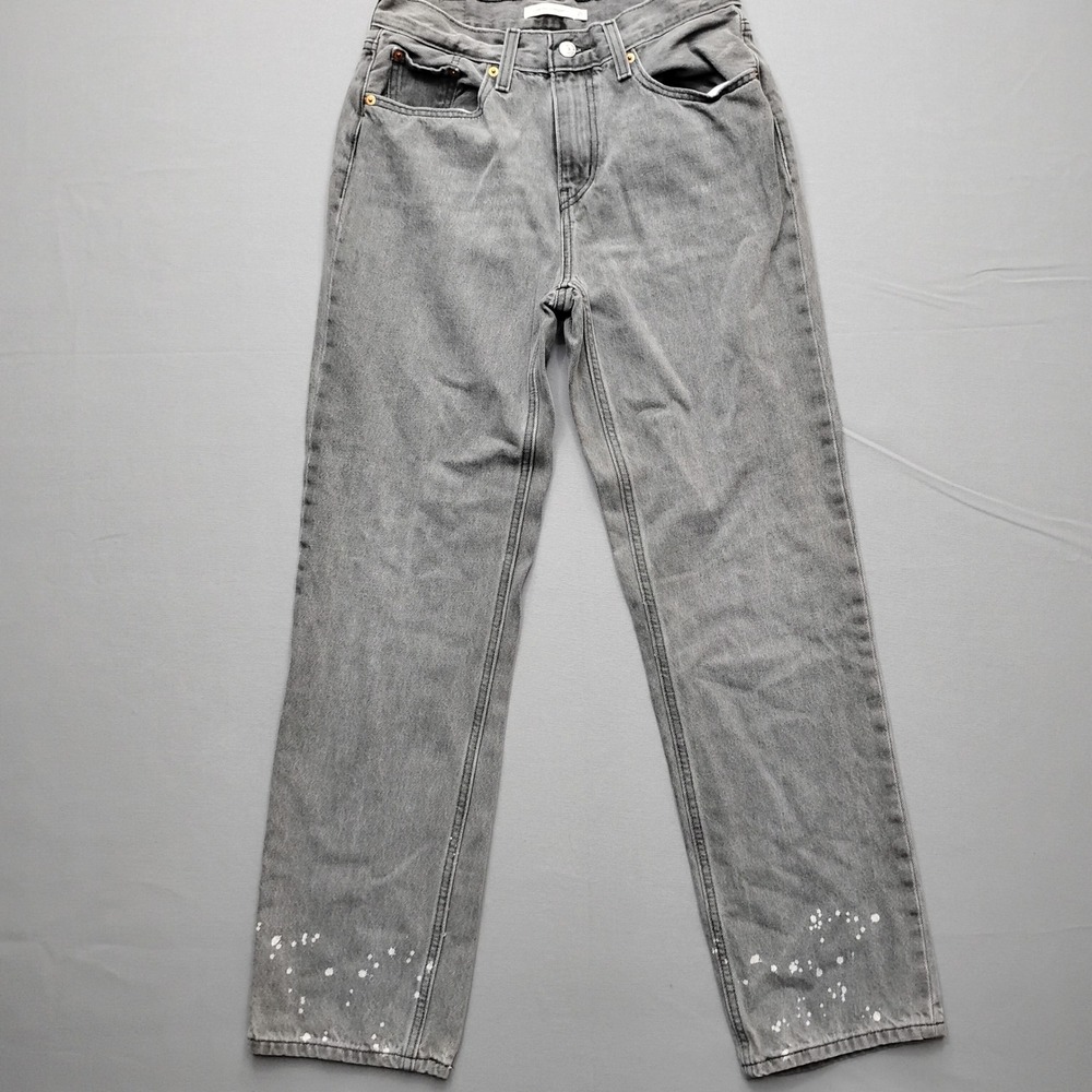Levis Low Pro Straight Grey Bleach Spot Jeans Womens Size 27